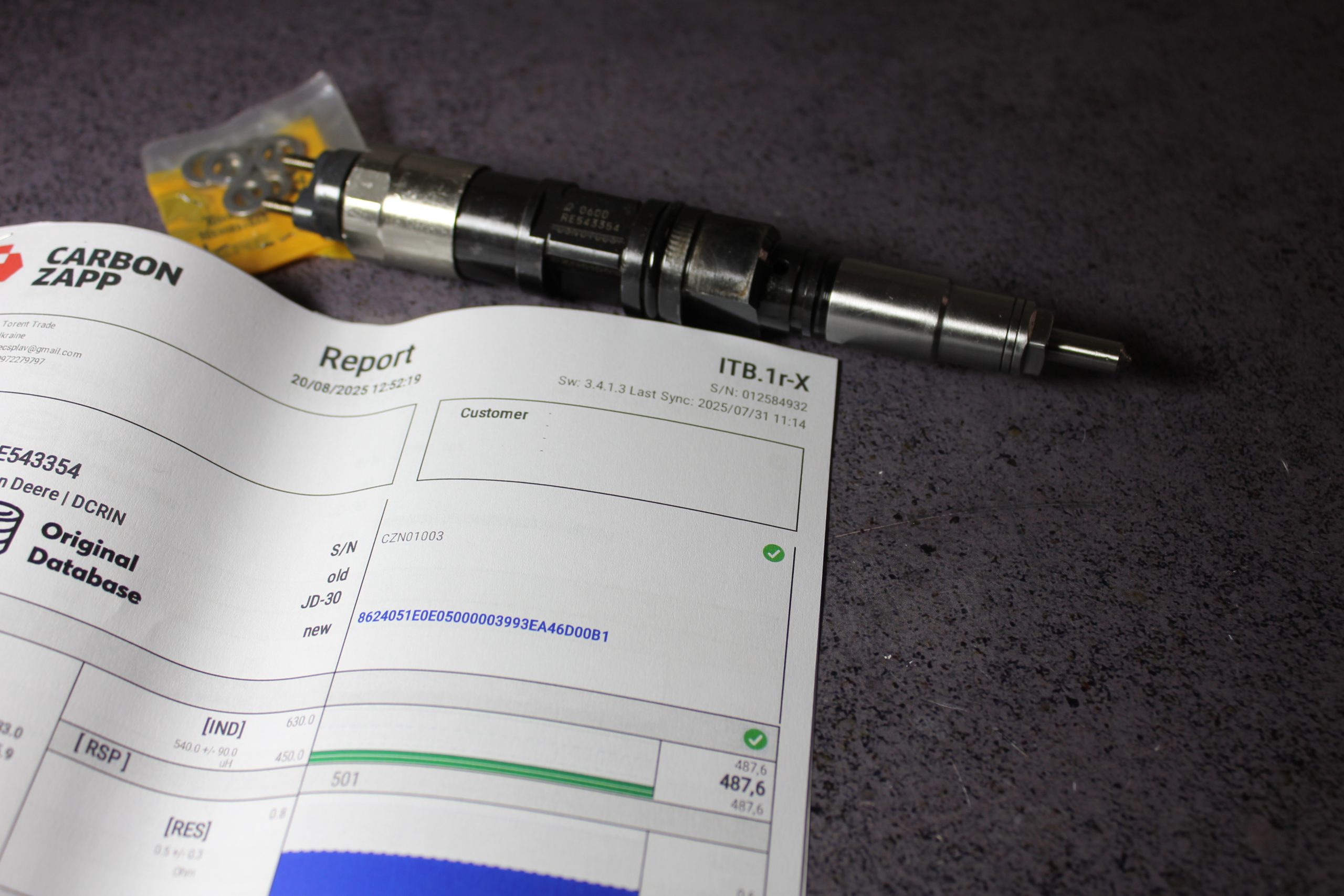 RE543354 Електромагнітний CR інжектор / форсунка JOHN DEERE ENG 6090 670G 1470E 770G 350GLC